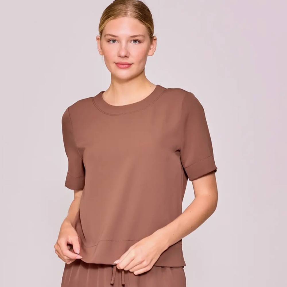 MELLODAY Boxy Stretch Crepe T-Shirt - Picture 3 of 9